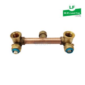 EPS PEX PUSH-FIT SHOWER ASSY R/A LEAD FREE BRASS 150mm (FLOOR ENTRY)