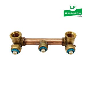 EPS PEX PUSH-FIT SHOWER ASSY R/A BARBS UP LEAD FREE BRASS 150mm (TOP ENTRY)
