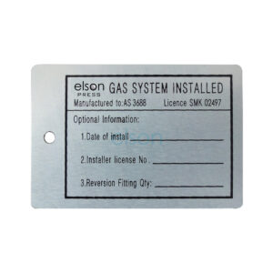 INSTALLATION ID TAG ELSON PRESS GAS